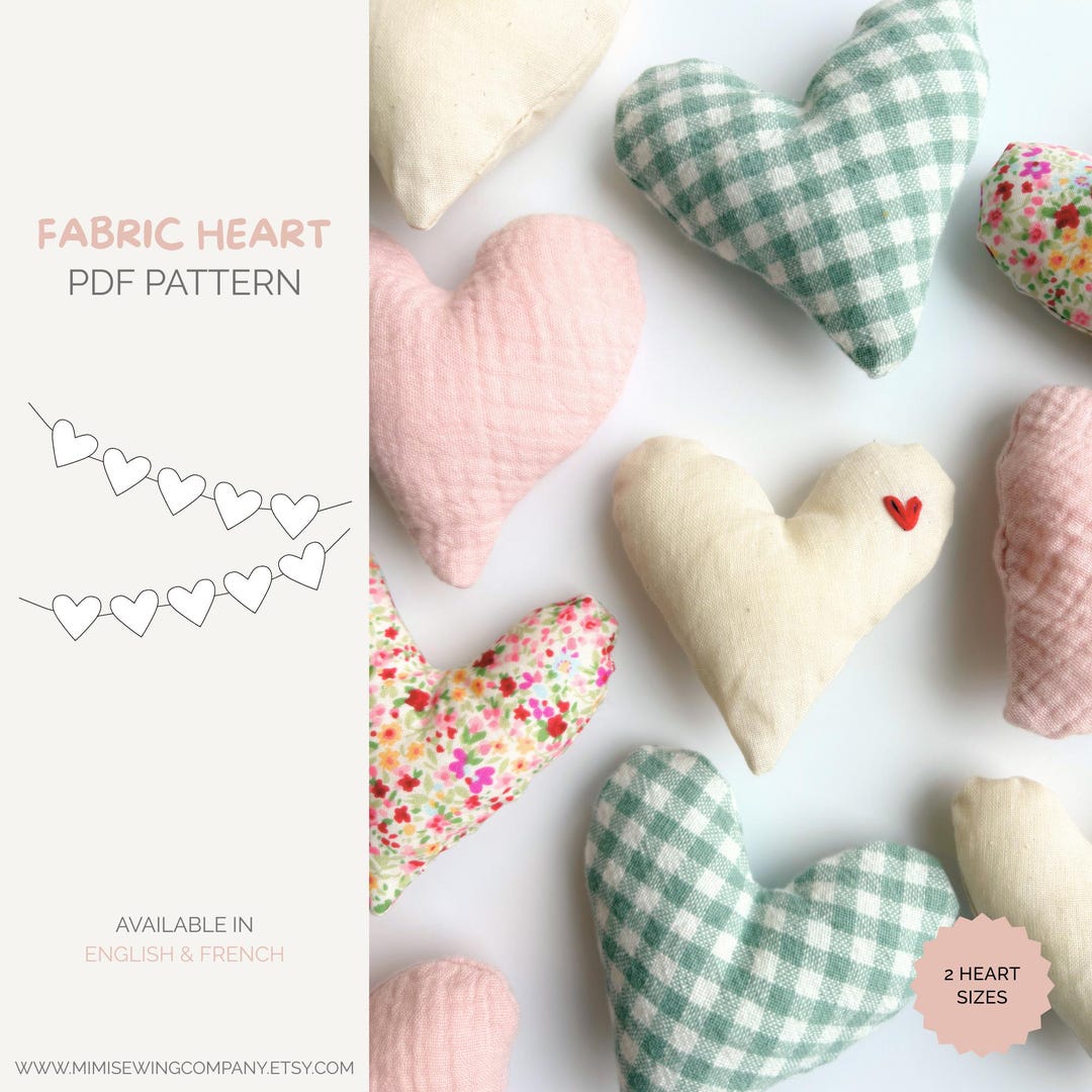 Fabric Heart | PDF Sewing Pattern | Decorative Garland, Personalized ...