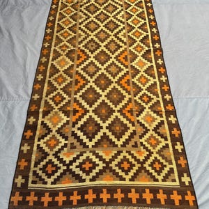 4x10 Afghan Handmade Kilim Rug Flat Weave Wool Tribal Geometric rug for Farmhouse Living Room Bedroom Hallway Decor | rug for classic lovers