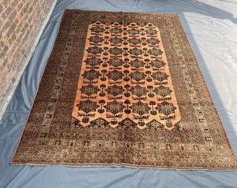 Afghan Hand Knotted Vintage Rug | 7" x 9" | Antique Nomadic Rug | Tribal Wool Rug | Vintage Handmade Area Rug | old style vintage rug