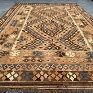 Afghanischer Kelim Teppich | 18cm x 26cm | Terrakotta Vintage Flachgewebe Teppich | Antiker Stammes Woll Kelim Teppich | bohemein Dekor selten Teppich