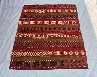 1,5 x 1,6 m Handgewebter Vintage Teppich Flachgewebe Sumak Belutschistan Belutschischer Wollteppich Geometrisches Muster Orientalisches Wohndekor | Schlafzimmer teppich