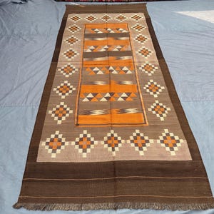 5x11 Vintage Afghan Kilim Rug Handmade Flat Weave Wool Carpet, Terracotta Geometric Tribal Farmhouse Rustic Large Runner | living room decor