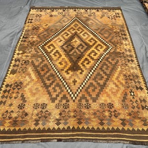 Afghanischer Kelim Teppich | 18cm x 26cm | Terrakotta Vintage Flachgewebe Teppich | Antiker Woll Kelim Teppich | Tribal Teppich | bohemein Dekor selten Teppich