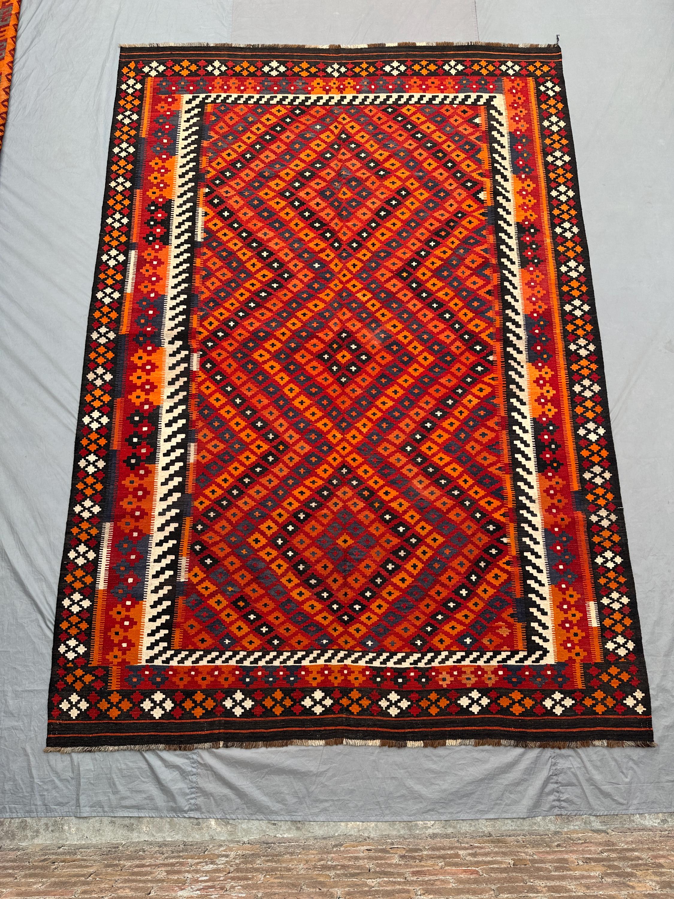 8 X 12 Afghan Kilim Rug – Handmade Vintage Flatweave Carpet