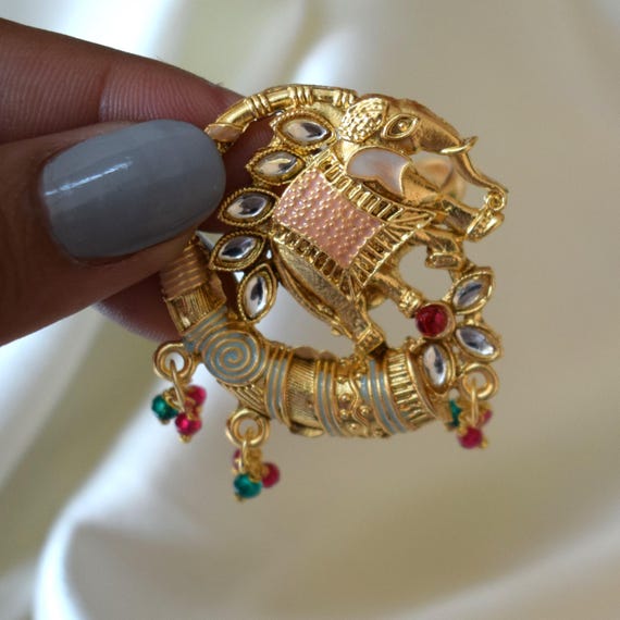 Statement Elephant Ring • Indian Ethnic Adjustabl… - image 4