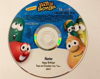 Personalized Veggie Tales Silly Songs CD- Real character voices!  Uses Name 40 X Digital Download 12.95 CD 19.95 Best Option! Both for 24.95