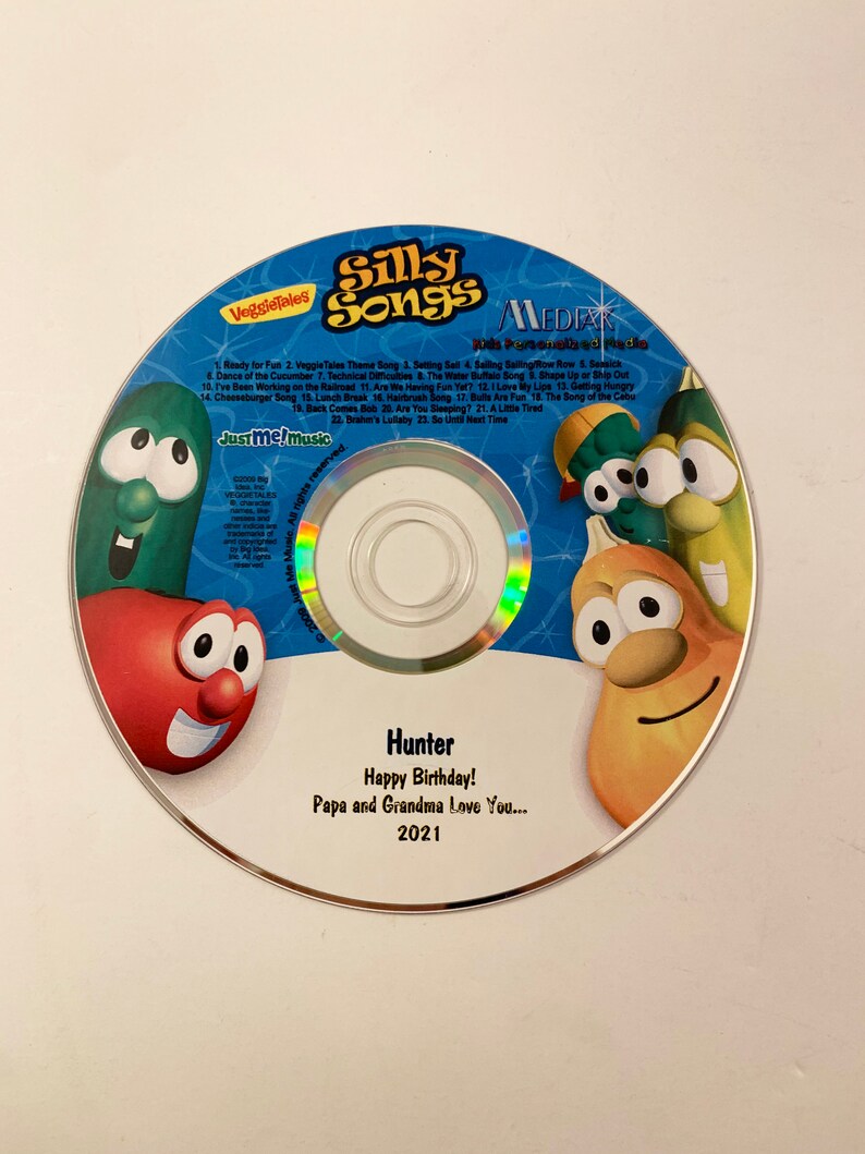 Personalized Veggie Tales Silly Songs CD Real character voices Uses Name 40 X Digital Download 12.95 CD 19.95 Best Option Both for 24.95 image 1