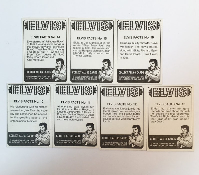 Collect Or Use For Altered Art Vintage Elvis Presley Trading Collectible Cards 10 16 Boxcar Enterprises 1978 Trivia Life Facts Pictures Artist Trading Cards Art Collectibles Dalasmaker Se