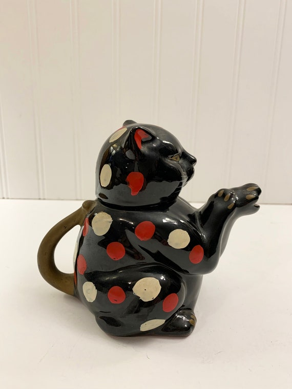 Vintage Black Cat Teapot SHAFFORD JAPAN W/lid Red Clay Etsy