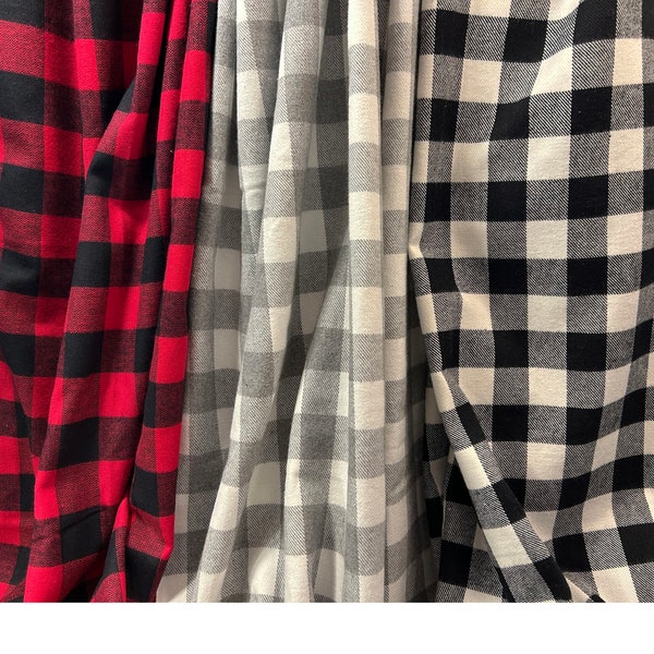 Brushed Flannel Buffalo Plaid Throw, 3 colors to choices, child size 60X44 in. or adult size 72 X44 or 60 in. width. Printed on both sides.