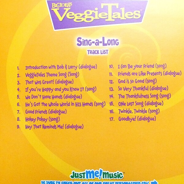 Personalized Veggie Tales Sing A Long CD Bob & Larry say name 30 X's throughout -CD 19.95, Best Option!! CD and MP3 for 24.95