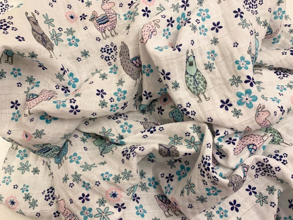 Double Gauze Pastel Llama s Muslin Blanket coverlet 4 Sizes XL Baby Swaddle 48x48 Child 60x48 or Adult 72x48 or 72X72 Inches Etsy
