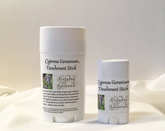 Cypress Geranium All Natural Deodorant - 2 sizes available - Organic or Wild Harvested Ingred, No Parabens or Aluminum, Spritzer set opt