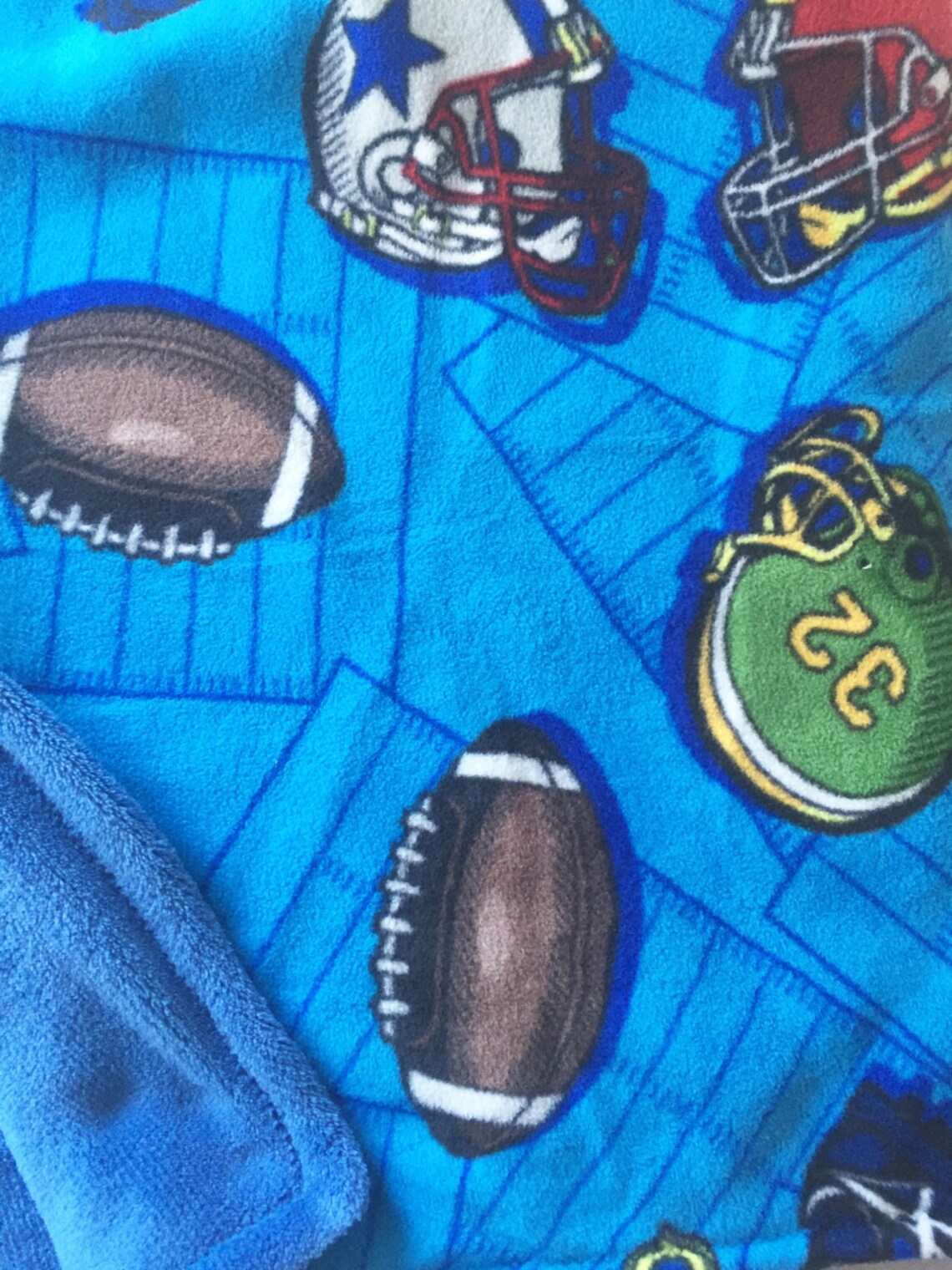 Blue Minky Football Themed Crib Blanket 42 X 36 Double Etsy UK