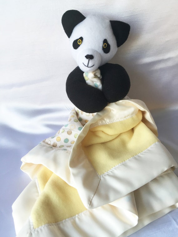 Yellow Panda Plush Blankie Super Cute Security Blanket With Fleece Panda. Your Child Can Have Their Plush and Blankie Together in One. Etsy Denmark