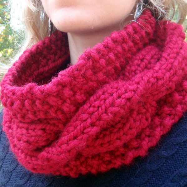 Knitting PATTERN - Chunky Cable Cowl - Infinity Scarf - Last Minute Gift Quick Knit PATTERN - Bulky Chunky Yarn, Big Needles -  Women Girl