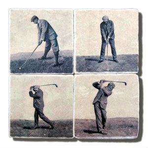 Golf Gift, For Him, Vintage Golfing Stone Coasters