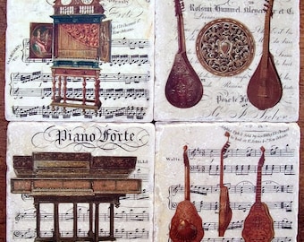 Music Coasters, Coaster Set Musical Instruments, 1888