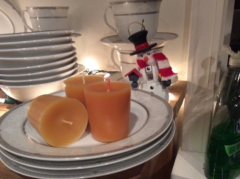 3 Brandied Pear Beeswax Votives