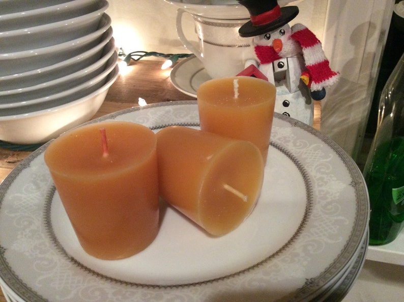 3 Brandied Pear Beeswax Votives