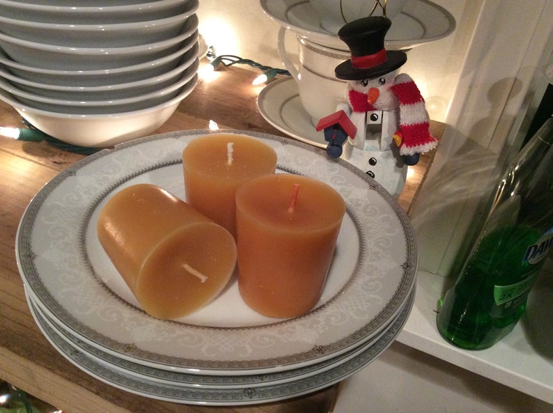 3 Brandied Pear Beeswax Votives