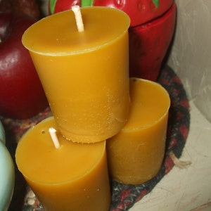 Three Pure Beeswax Votive Candles image 1