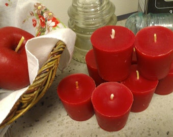 Three Apple Scented Pure Beeswax Votive Candles