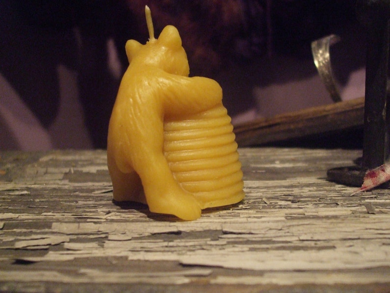 Pure Beeswax Bear Hive Votive Candle image 3