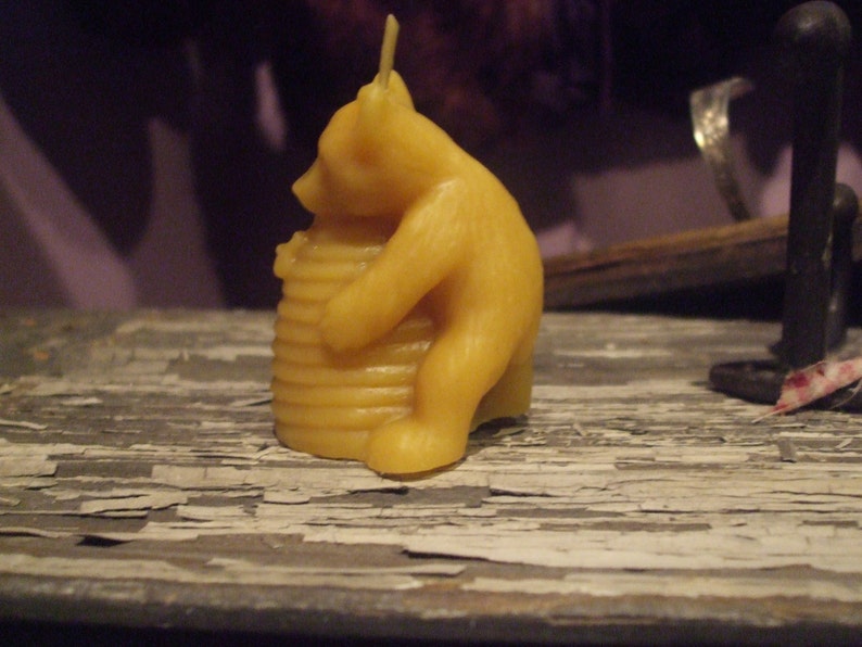 Pure Beeswax Bear Hive Votive Candle image 2