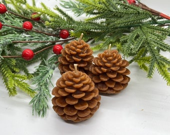 Three Pinecones- Pure Beeswax Candles