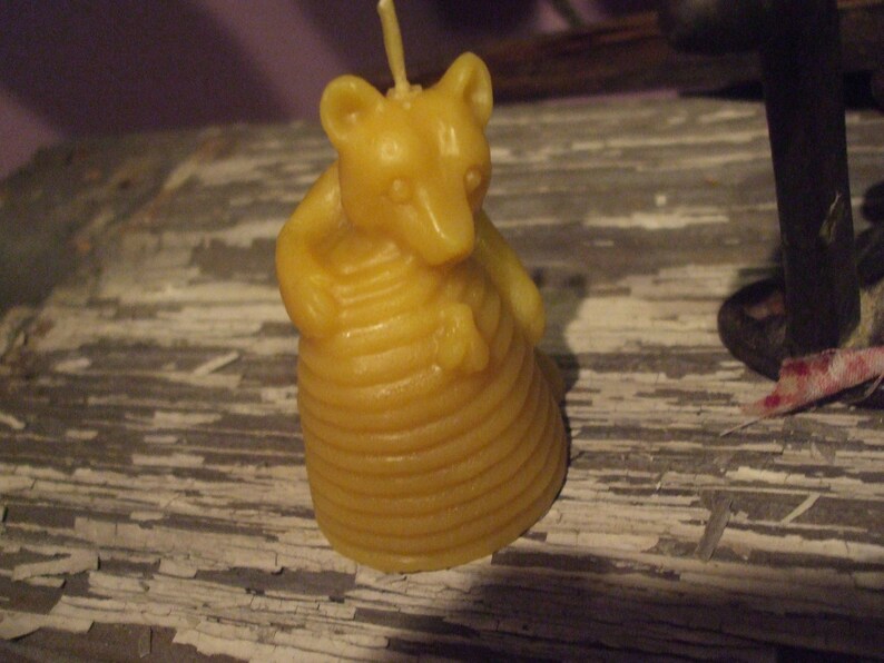Pure Beeswax Bear Hive Votive Candle image 1