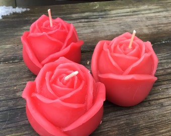 Pure Beeswax Rose Bloom Large Votive- Pink Frost