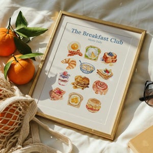 The Breakfast Club Wall Art Watercolor Kitchen Decor Food Illustration Poster Printable Dining Room Art Cafe Wall Art