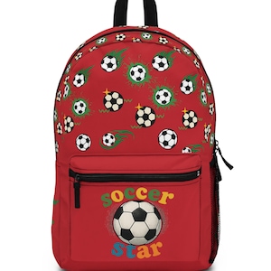 SOCCER STAR BACKPACK | Kids Sports Bag | Boys & Girls School Backpack | Red Soccer Backpack | Soccer Star School Bag | Sports Gift for Kids