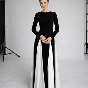 black and white dress contrast Passion Black Maxi Hawaiian Dress with Yellow Hibiscus