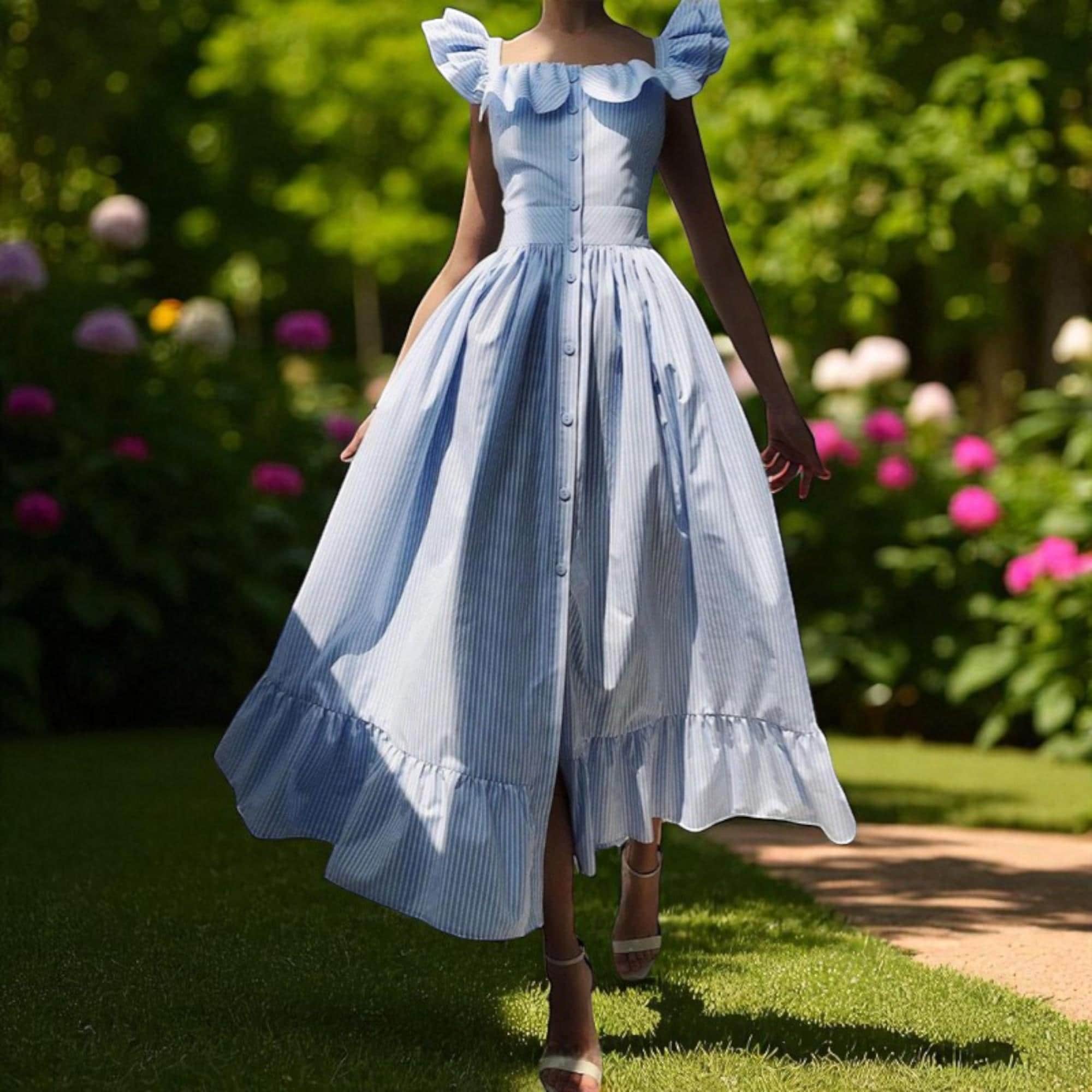 light blue milkmaid dress Light Blue | Milkmaid Cut Out Midi Dress main image 0