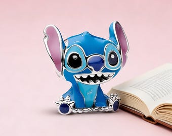 Disney Stitch Charm,925 Sterling Silver Charm,Compatible with Pandora Bracelets,Inspired,Perfect Gift for Girls & Women