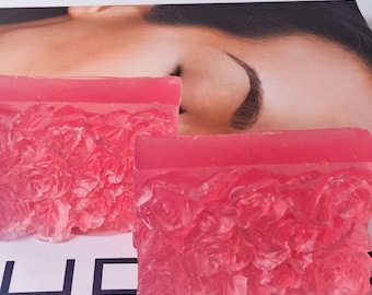 Jabón en barra con aroma a lavanda, 85 g, con aceite de jojoba – Textura de rosa, jabón hidratante.