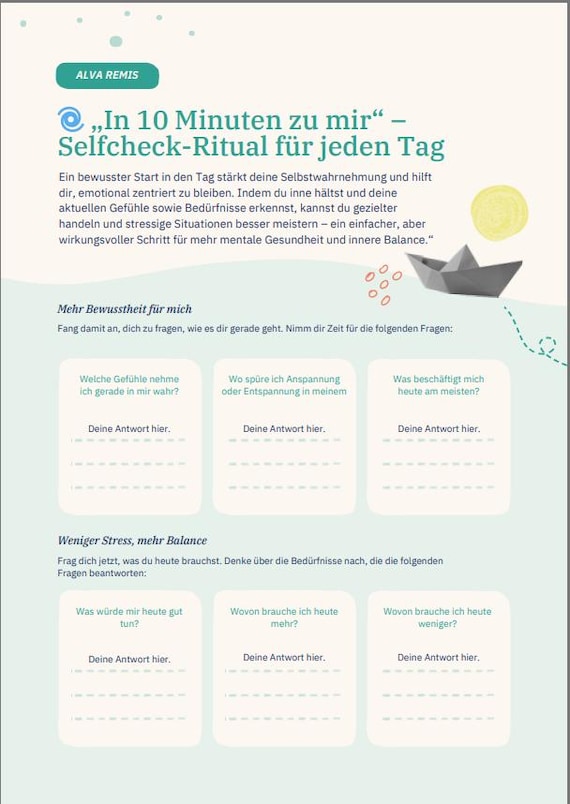Selfcheck Ritual Planer | Tägliche Achtsamkeit Vorlage | Selbstreflexion Journal PDF | Wellness Planer Digital Download