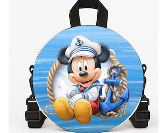 Captain Anchor Minnie Round Mini Backpack – Nautical Sailor Vacation Purse Accessories