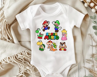 Cartoon Mar1o Plumber Baby Romper & Kids T-Shirt