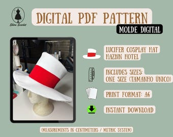 Modello digitale per cappello da cosplay di Lucifero | Modello PDF per cappello da cosplay di Lucifero