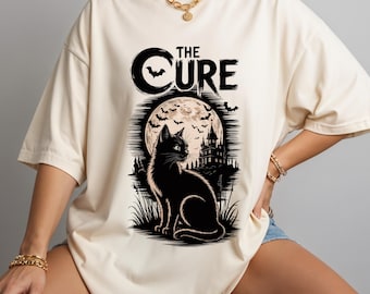 Gothic Cat Moon T-Shirt: The Cure Lovecats Halloween Tee