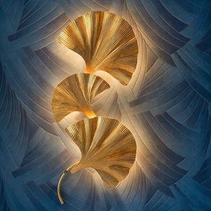 Handgemaakte messing wandlamp met ginkgoblad – blaker moderne art-deco