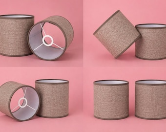 Beige Linen Lampshade, Handmade Cylinder Cover for Sconce Chandelier Pendant Table Light