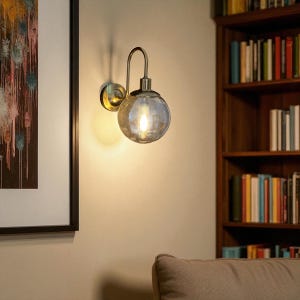 Glass Sonce, Honey Wall Light, Glass Wall Light, Round Shaped Glass Sconce, Mid Century, Art Deco, Interior Wall Light, Wall Sconce