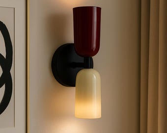 Two-Head Wall Sconce, Colorful Bedside Lamp, Hardwired or Plug-in