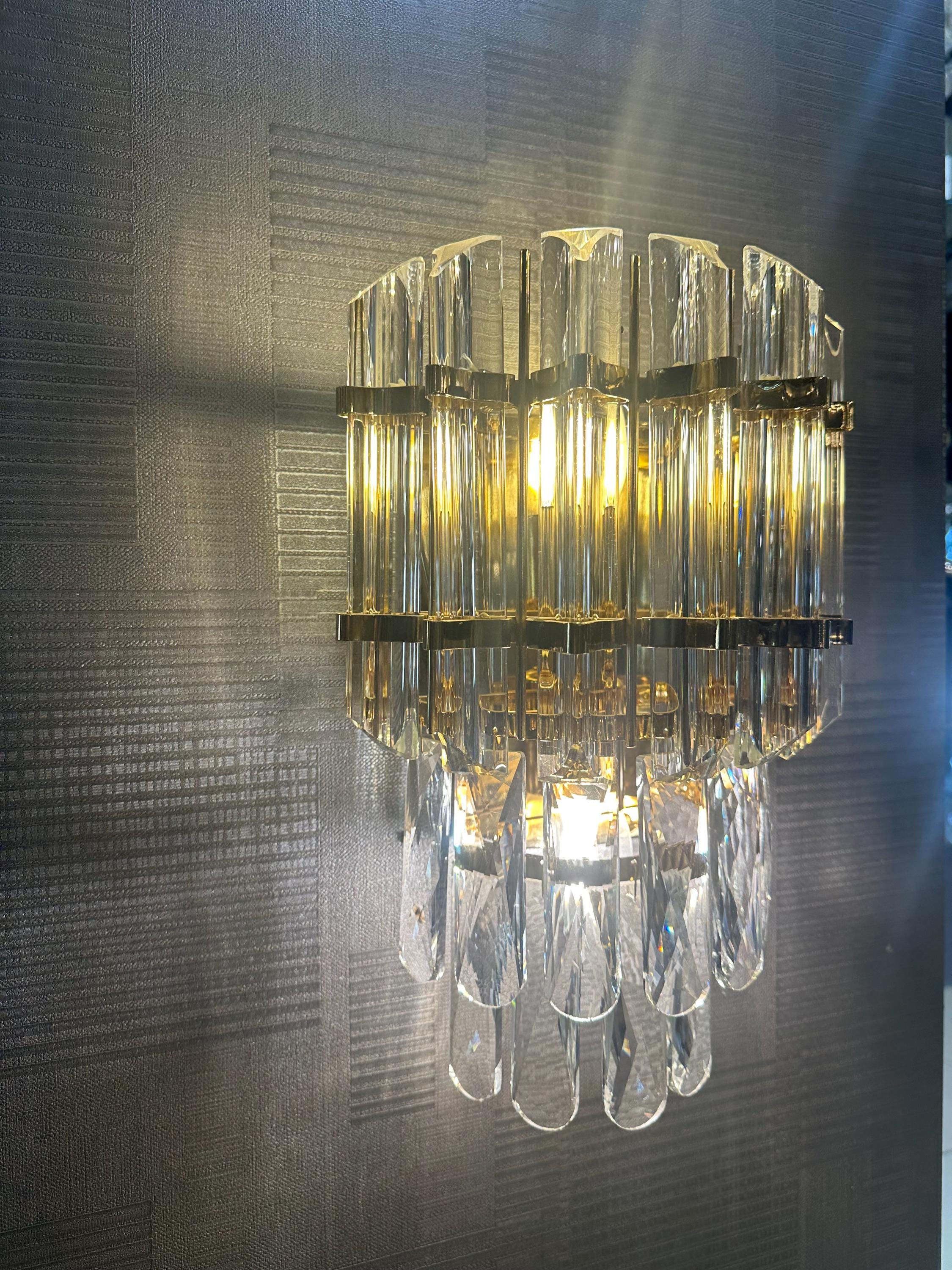 Luxury Crystal Wall Sconce Light – Gold Modern Glam Lighting for Dining ...