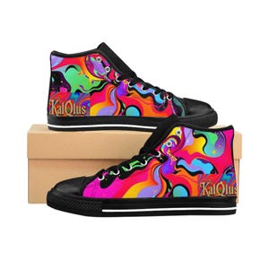 Vibrant High-Top Sneakers: Colorful Women&#39;s Canvas Shoes