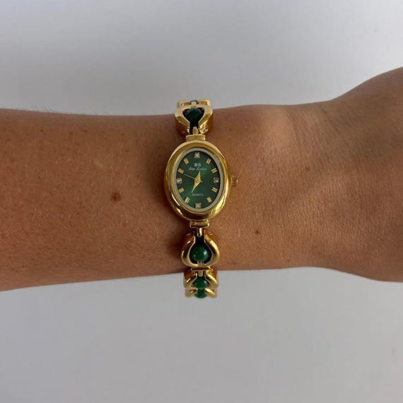 Old Money Vintage Inspired Green Pearl Stainless Steel  display picture 1